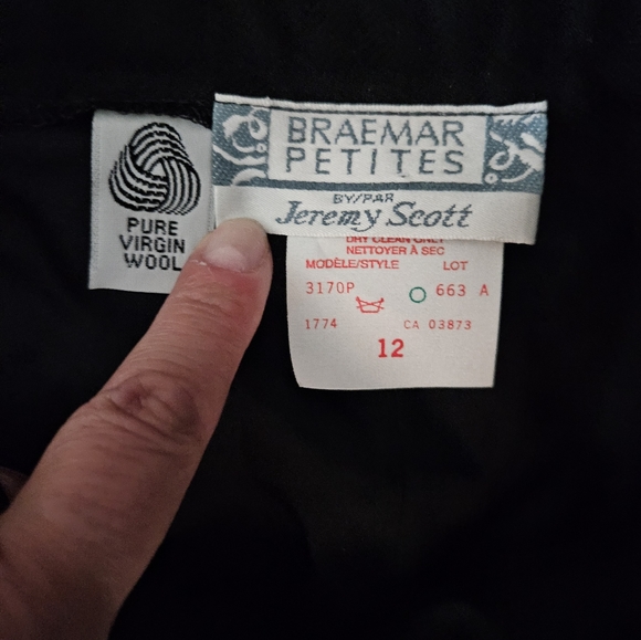 Braemar petites Jeremy Scott sz 12 100% pure wool pants - Picture 2 of 3